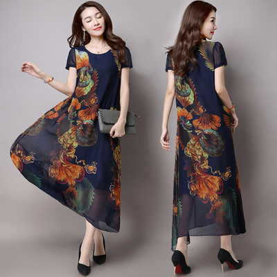 夏日風情 中老年女裝加肥加大碼雪紡連衣裙，優雅出行新選擇